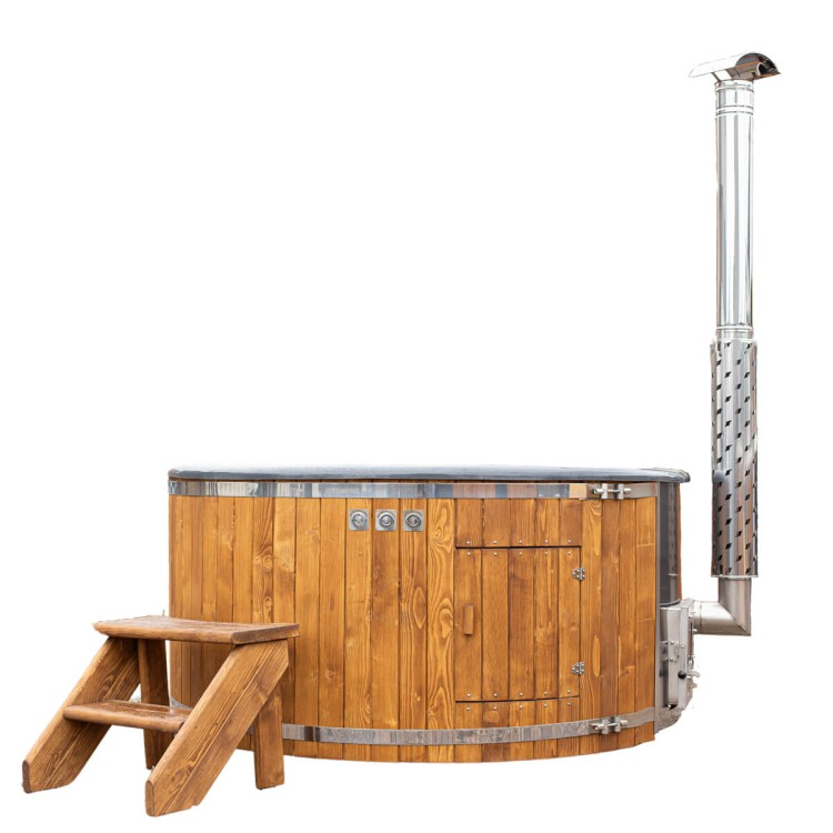 Jacuzzi okrągłe Ø200 cm łączy elegancję drewna z nowoczesną technologią masażu powietrznego