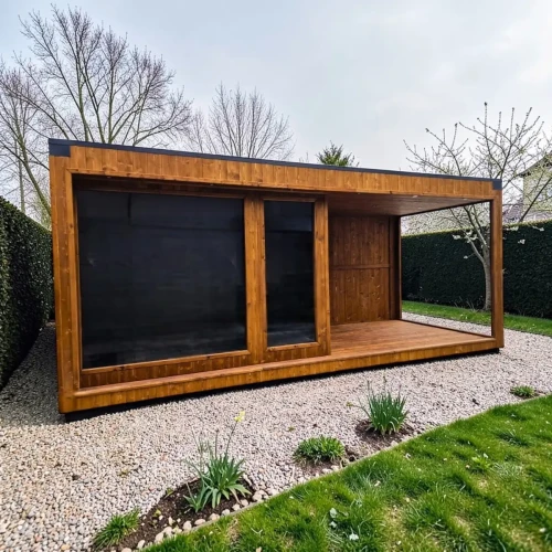 Nowoczesna sauna ogrodowa 6 x 2,5 m z zadaszonym tarasem