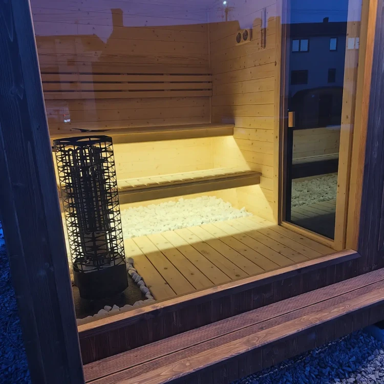 Oświetlenie LED w saunie ogrodowej 6x2,5 m