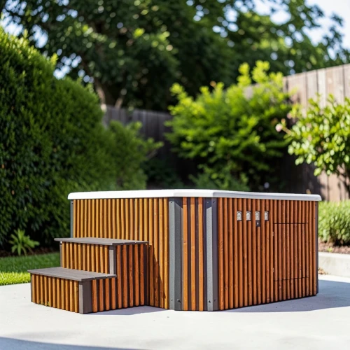 jacuzzi ogrodowe prostokątne  w naturalnym ogrodzie