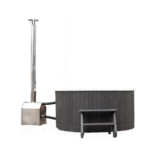 Okrągłe jacuzzi ogrodowe Ø200 cm z drewnianą obudową – idealne połączenie naturalnego designu i nowoczesnych technologii relaksu