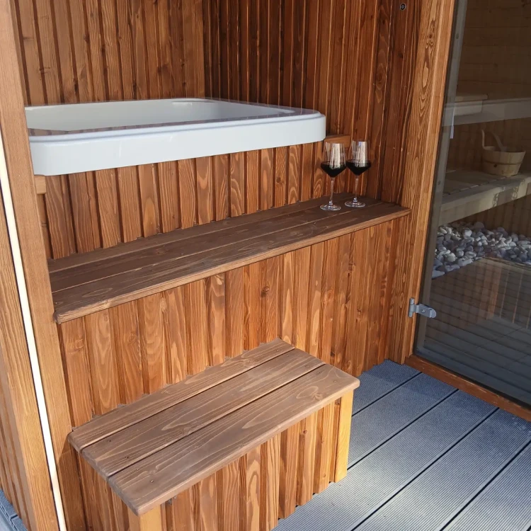 Bania do morsowania 130x90 cm zintegrowana ze strukturą sauny ogrodowe