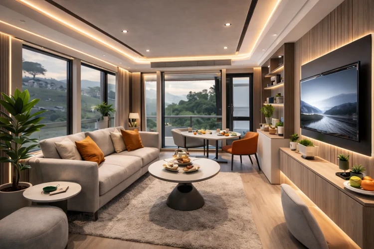 Wnętrze nowoczesnego domu modułowego 38m2