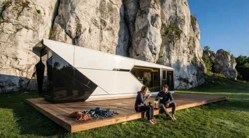 Dom modułowy M6 z w pełni przeszkloną sypialnią panoramiczną