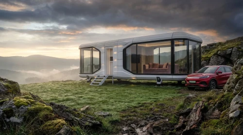 Dom modułowy M10 – symetryczna bryła i wizualna lekkość konstrukcji