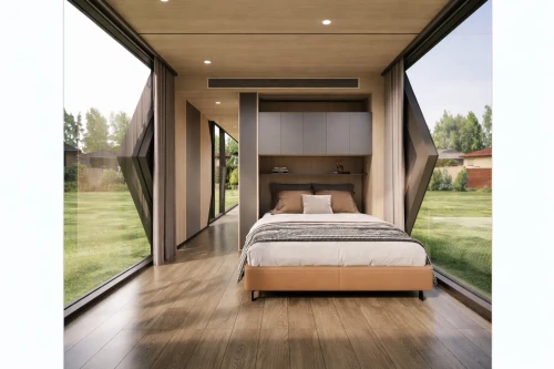 Wnętrze domu kapsułowego Kosmos – widok na gwieździste niebo