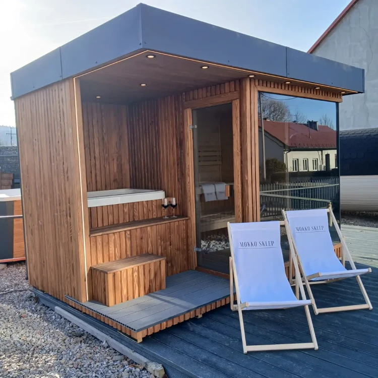 Gotowy Dom Wellness Mokko z banią, sauną i pełnym wyposażeniem i lampami IR